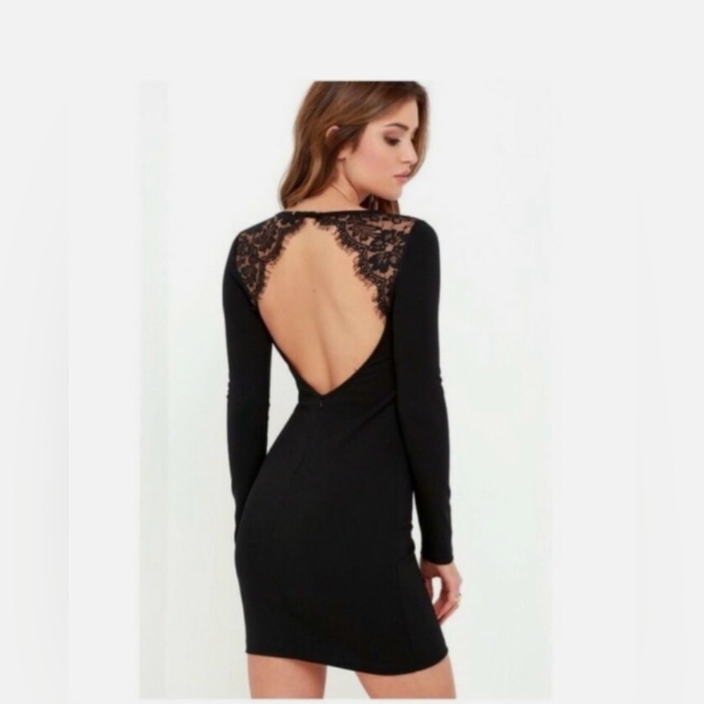 Lulu's Black Backless Lace Dress - Picture 3 of 12